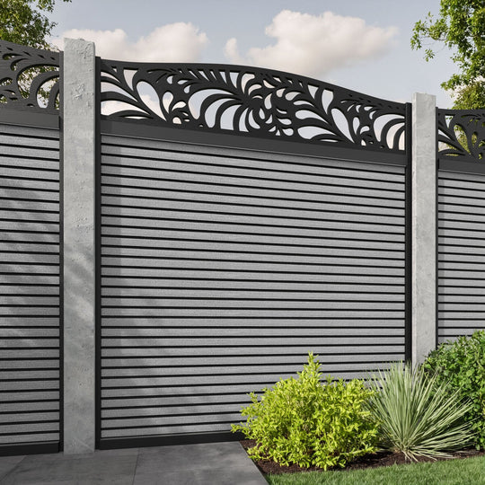 Hudson Petal Curved Top Fence Panel - Light Grey - for existing concrete posts