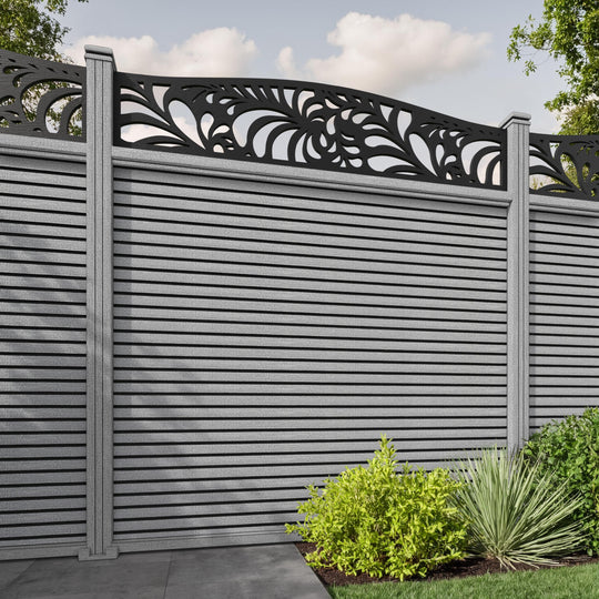 Hudson Petal Curved Top Fence Panel - Light Grey - with our composite posts