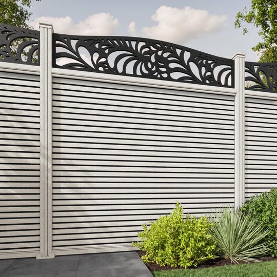 Hudson Petal Curved Top Fence Panel - Light Stone - with our composite posts