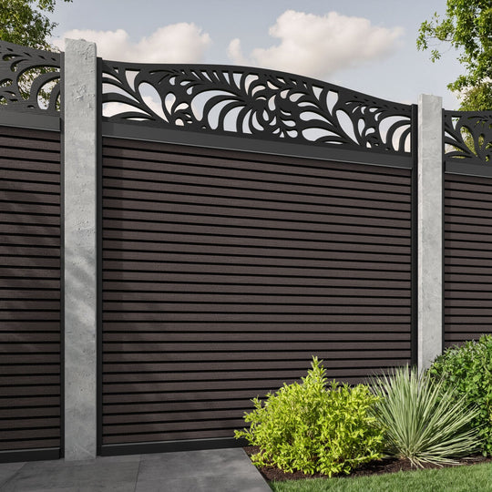 Hudson Petal Curved Top Fence Panel - Mid Brown - for existing concrete posts