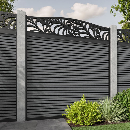 Hudson Petal Curved Top Fence Panel - Mid Grey - for existing concrete posts
