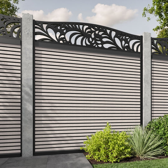 Hudson Petal Curved Top Fence Panel - Mid Stone - for existing concrete posts