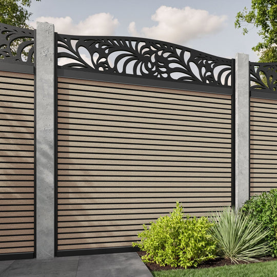 Hudson Petal Curved Top Fence Panel - Light Oak - for existing concrete posts
