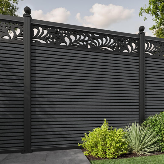 Hudson Petal Fence Panel - Dark Grey - with our aluminium posts