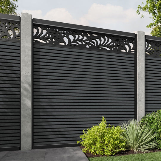 Hudson Petal Fence Panel - Dark Grey - for existing concrete posts