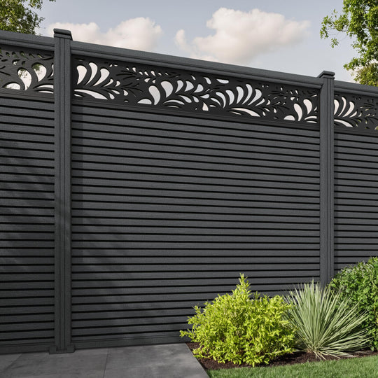 Hudson Petal Fence Panel - Dark Grey - with our composite posts