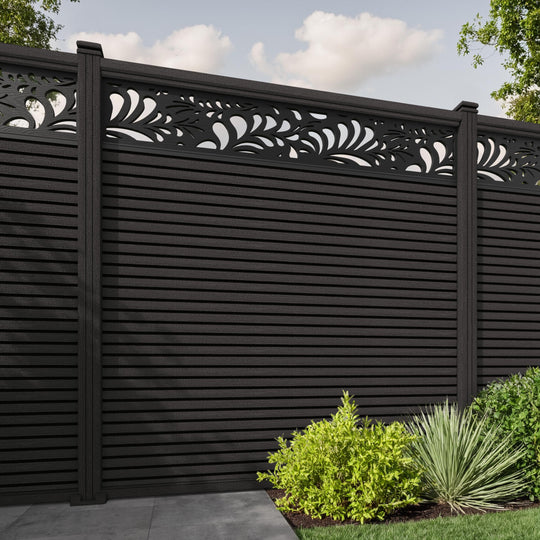 Hudson Petal Fence Panel - Dark Oak - with our composite posts