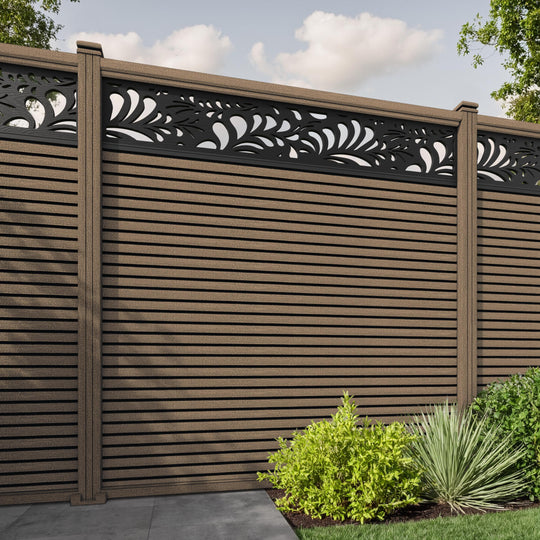 Hudson Petal Fence Panel - Teak - with our composite posts