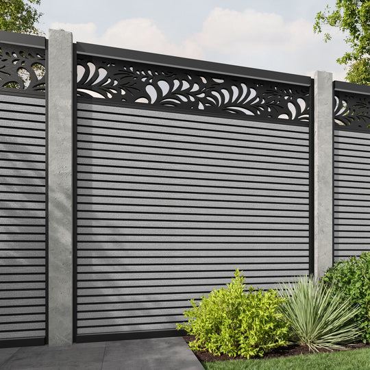 Hudson Petal Fence Panel - Light Grey - for existing concrete posts