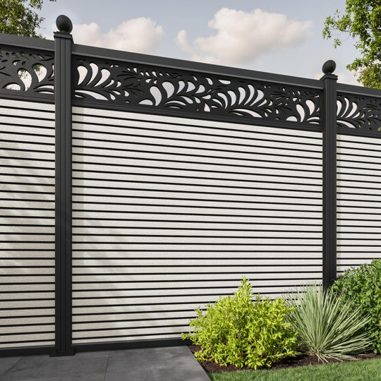 Hudson Petal Fence Panel - Light Stone - with our aluminium posts