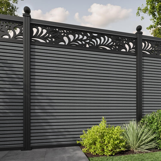 Hudson Petal Fence Panel - Mid Grey - with our aluminium posts