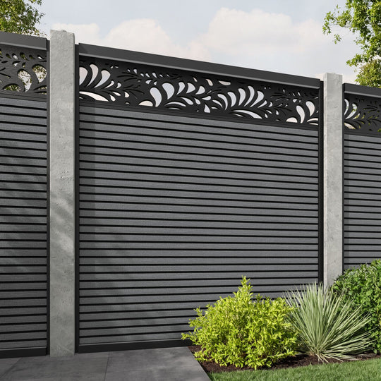 Hudson Petal Fence Panel - Mid Grey - for existing concrete posts