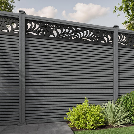 Hudson Petal Fence Panel - Mid Grey - with our composite posts