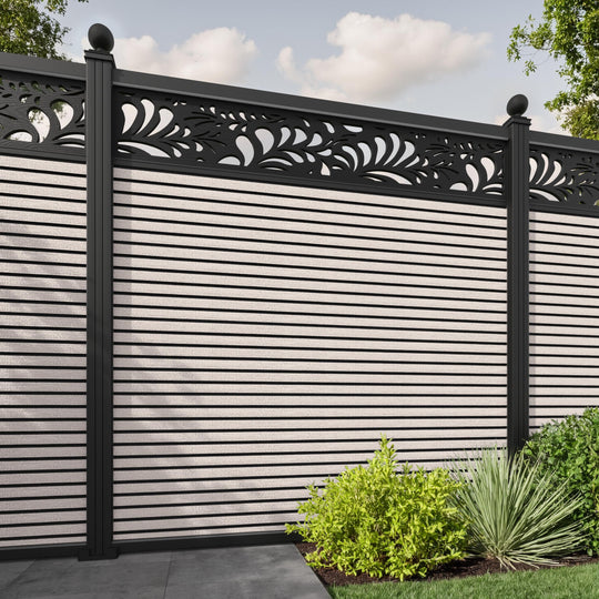 Hudson Petal Fence Panel - Mid Stone - with our aluminium posts