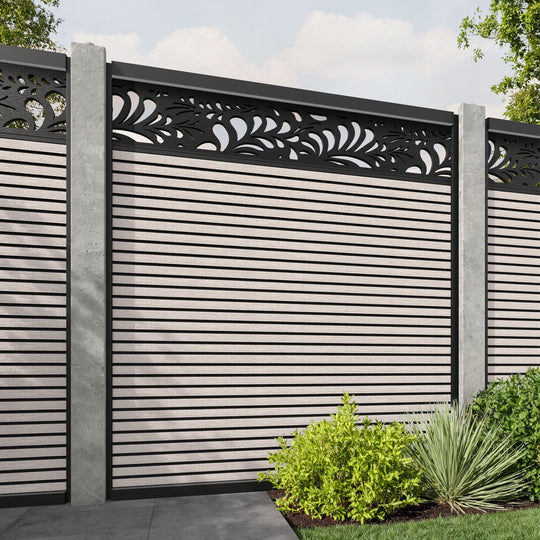 Hudson Petal Fence Panel - Mid Stone - for existing concrete posts