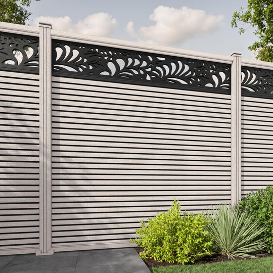 Hudson Petal Fence Panel - Mid Stone - with our composite posts