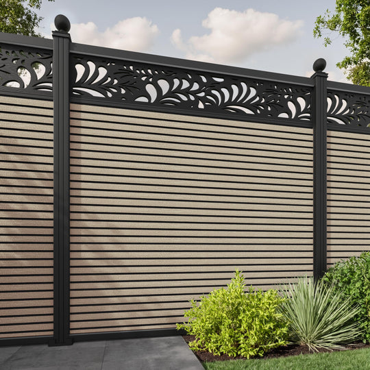 Hudson Petal Fence Panel - Light Oak - with our aluminium posts