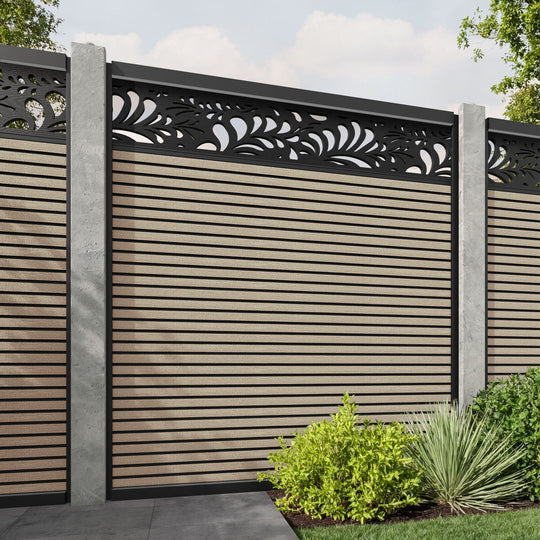 Hudson Petal Fence Panel - Light Oak - for existing concrete posts