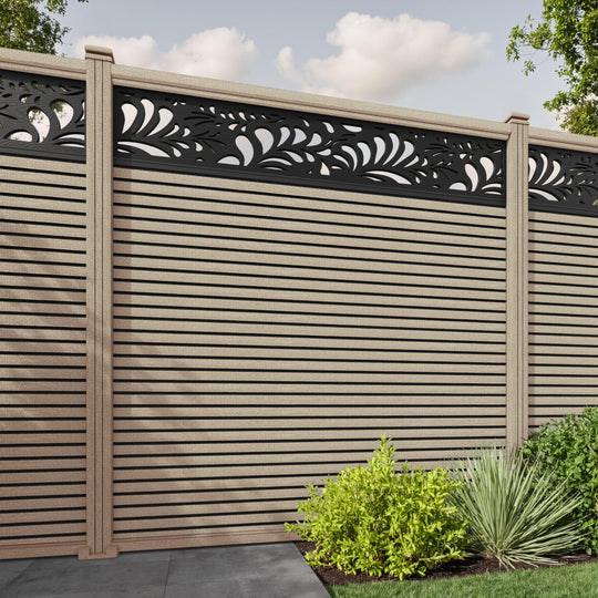 Hudson Petal Fence Panel - Light Oak - with our composite posts