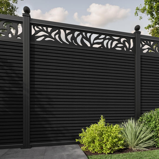 Hudson Plume Fence Panel - Black - with our aluminium posts