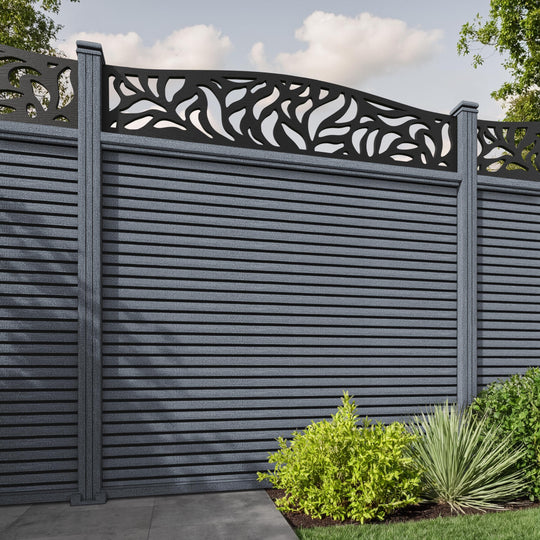 Hudson Plume Curved Top Fence Panel - Anthracite - with our composite posts