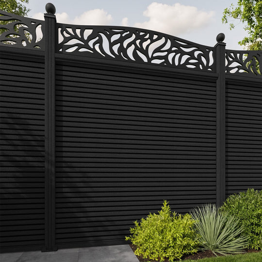 Hudson Plume Curved Top Fence Panel - Black - with our composite posts