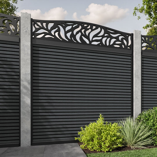 Hudson Plume Curved Top Fence Panel - Dark Grey - for existing concrete posts