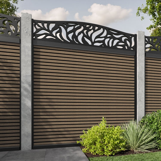 Hudson Plume Curved Top Fence Panel -  Teak - for existing concrete posts