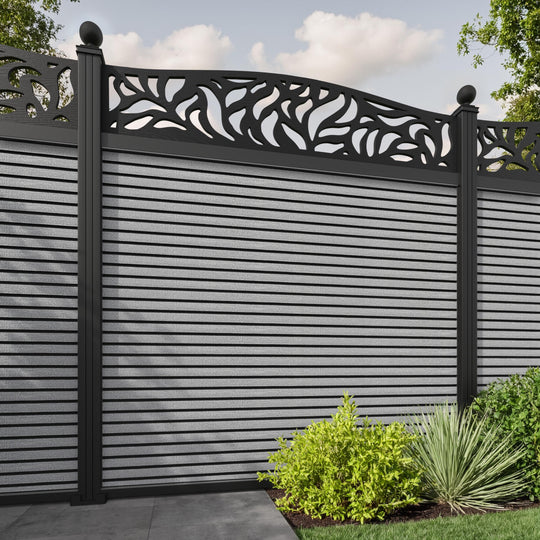 Hudson Plume Curved Top Fence Panel - Light Grey - with our aluminium posts