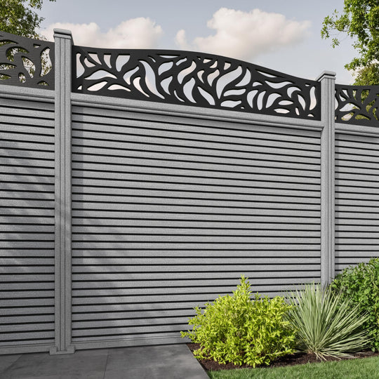 Hudson Plume Curved Top Fence Panel - Light Grey - with our composite posts