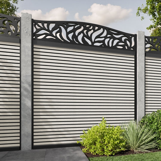 Hudson Plume Curved Top Fence Panel - Light Stone - for existing concrete posts