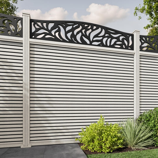 Hudson Plume Curved Top Fence Panel - Light Stone - with our composite posts