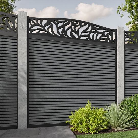 Hudson Plume Curved Top Fence Panel - Mid Grey - for existing concrete posts