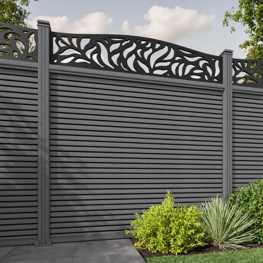 Hudson Plume Curved Top Fence Panel - Mid Grey - with our composite posts