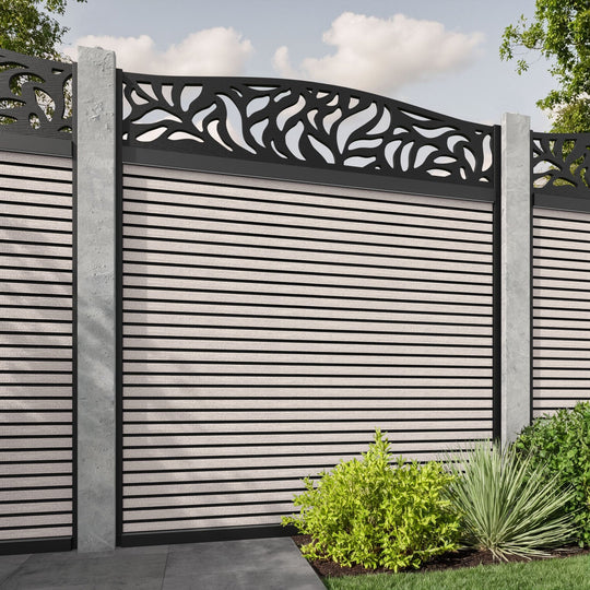 Hudson Plume Curved Top Fence Panel - Mid Stone - for existing concrete posts