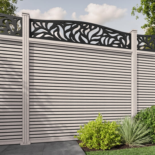 Hudson Plume Curved Top Fence Panel - Mid Stone - with our composite posts
