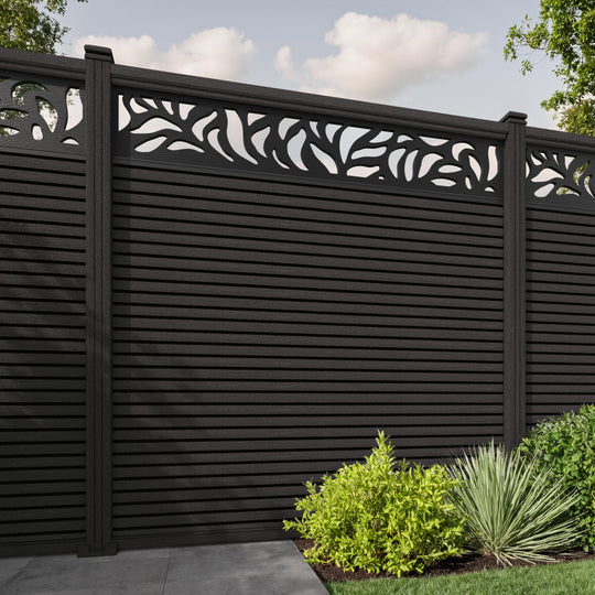 Hudson Plume Fence Panel - Dark Oak - with our composite posts
