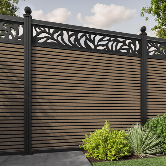 Hudson Plume Fence Panel - Teak - with our aluminium posts