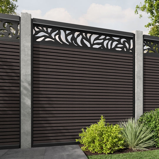 Hudson Plume Fence Panel - Mid Brown - for existing concrete posts