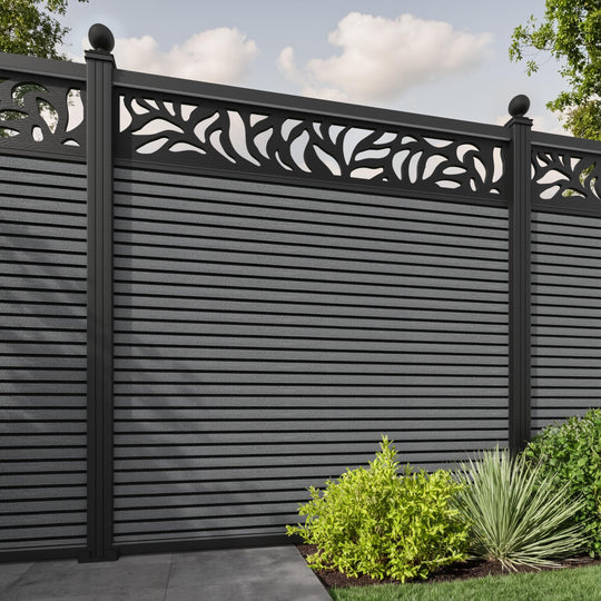 Hudson Plume Fence Panel - Mid Grey - with our aluminium posts