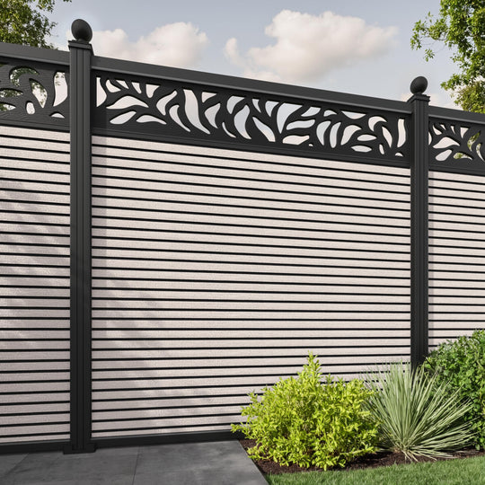Hudson Plume Fence Panel - Mid Stone - with our aluminium posts