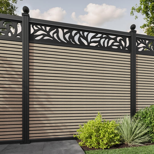 Hudson Plume Fence Panel - Light Oak - with our aluminium posts