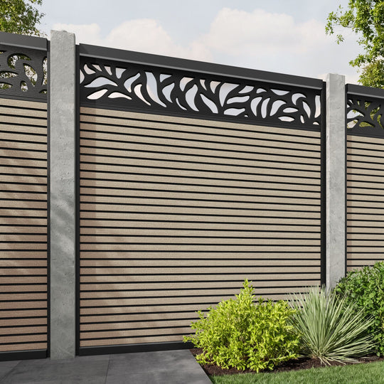 Hudson Plume Fence Panel - Light Oak - for existing concrete posts