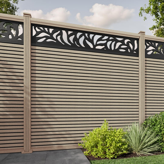 Hudson Plume Fence Panel - Light Oak - with our composite posts