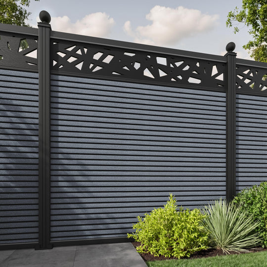 Hudson Prism Fence Panel - Anthracite - with our aluminium posts