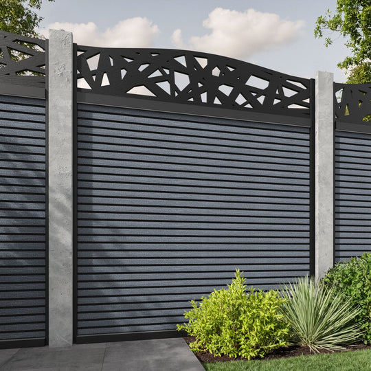 Hudson Prism Curved Top Fence Panel - Anthracite - for existing concrete posts