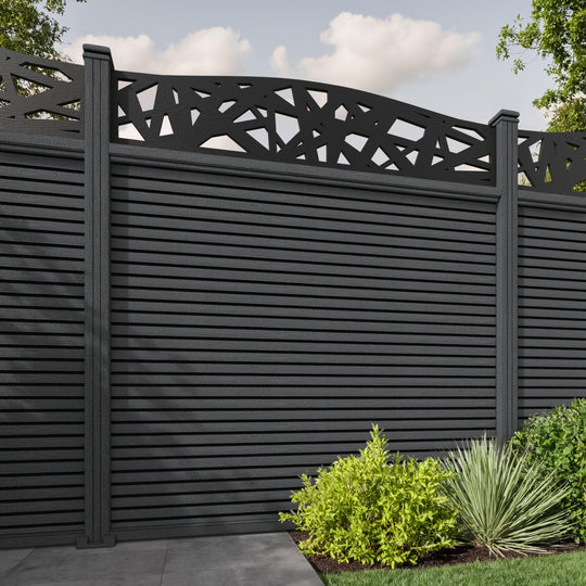 Hudson Prism Curved Top Fence Panel - Dark Grey - with our composite posts