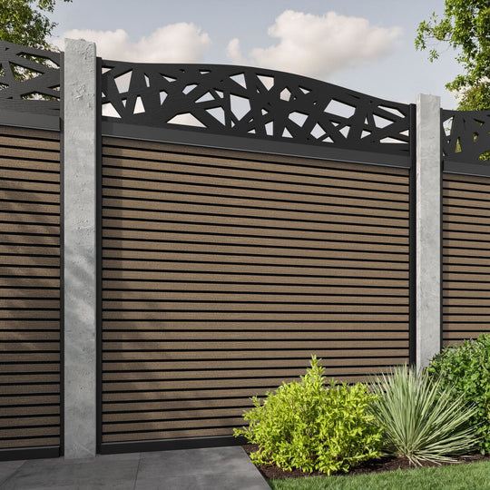 Hudson Prism Curved Top Fence Panel - Teak  - for existing concrete posts