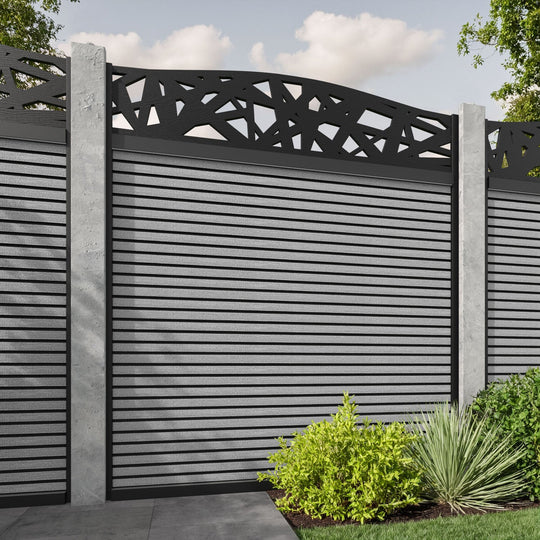 Hudson Prism Curved Top Fence Panel - Light Grey - for existing concrete posts