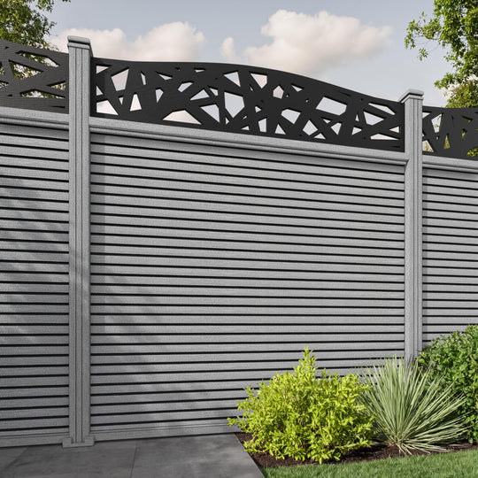 Hudson Prism Curved Top Fence Panel - Light Grey - with our composite posts